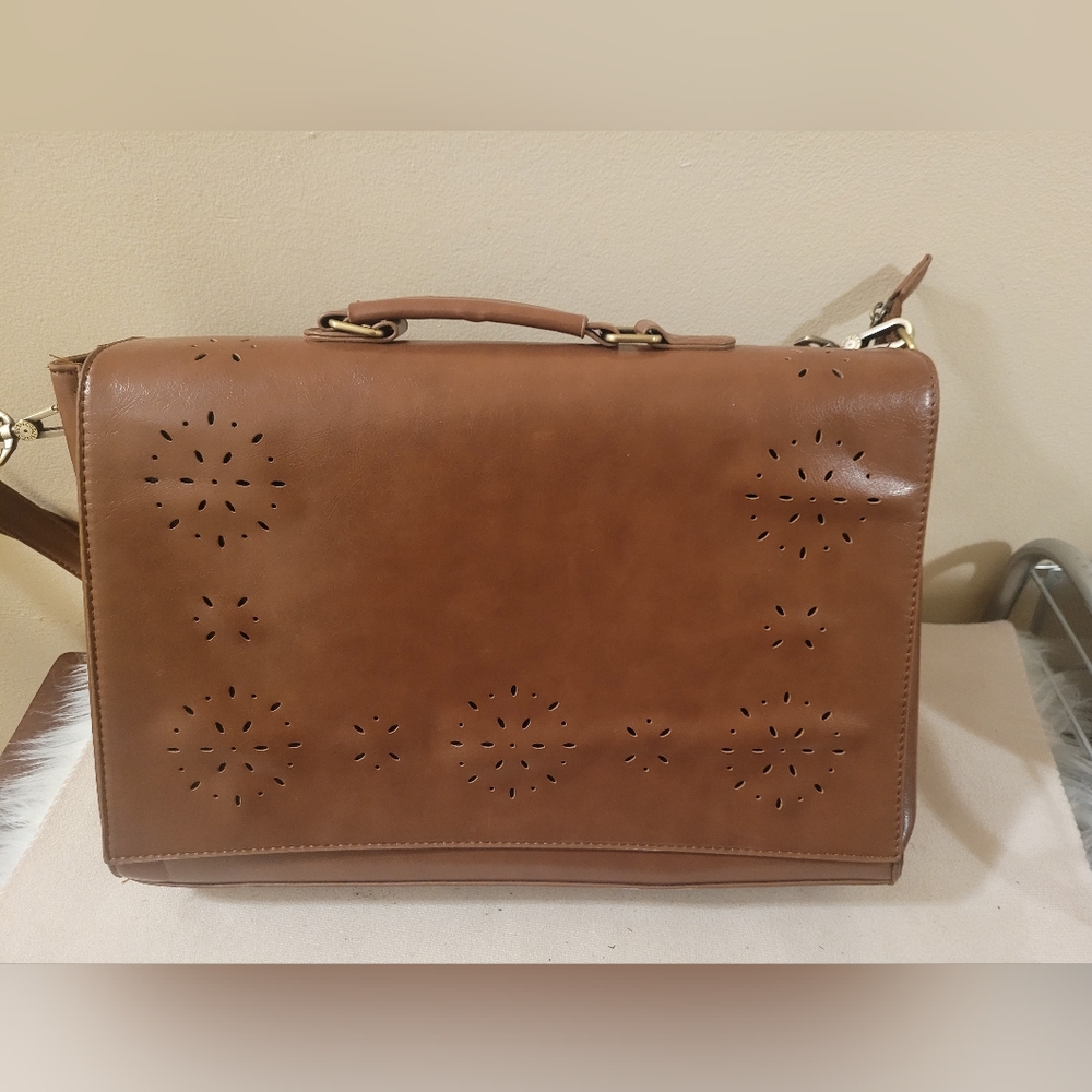 Ecosusi Briefcase Leather Laptop Crossbody Bag Travel Bag L 15" H 11" W 5"